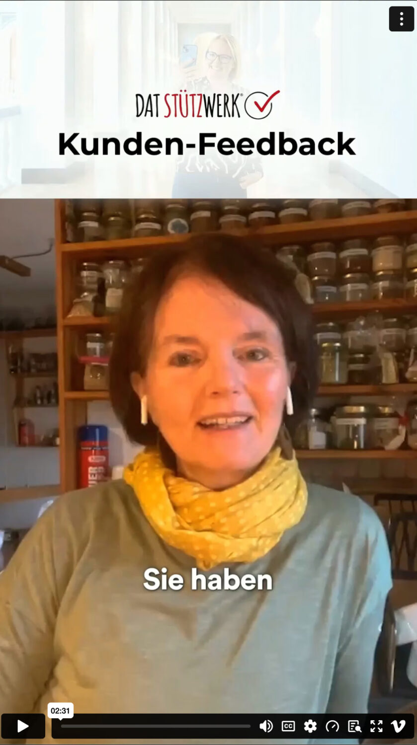 Kunden Feedback Video - dat Stützwerk - Ann-Christin Hagen